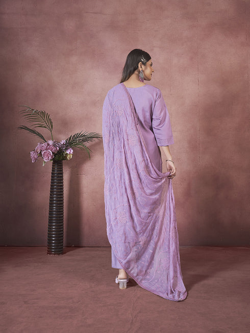 Lavendar Art Silk Pant Suit Acy8328 Closure View